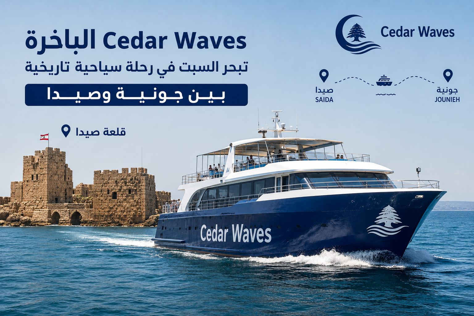 الباخرة Cedar Waves تبحر السبت في رحلة سياحية تاريخية بين جونية وصيدا